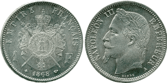 1 Franc NAPOLEON III T�te laur�e