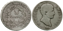 2 Francs NAPOLEON EMPEREUR Calendrier gr�gorien