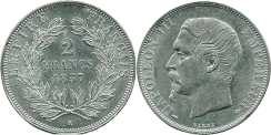 2 Francs NAPOLEON III T�te nue