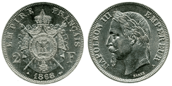 2 Francs NAPOLEON III T�te laur�e
