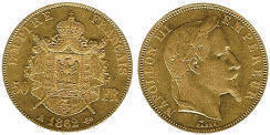 50 Francs NAPOLEON III T�te laur�e