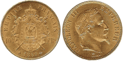 100 Francs NAPOLEON III T�te laur�e
