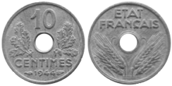 10 Centimes ETAT FRANCAIS Petit module