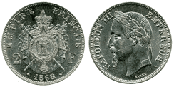 2 Francs NAPOLEON III Tête laurée