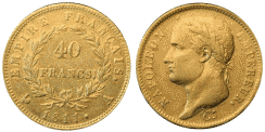 40 Francs NAPOLEON Tête laurée Empire français